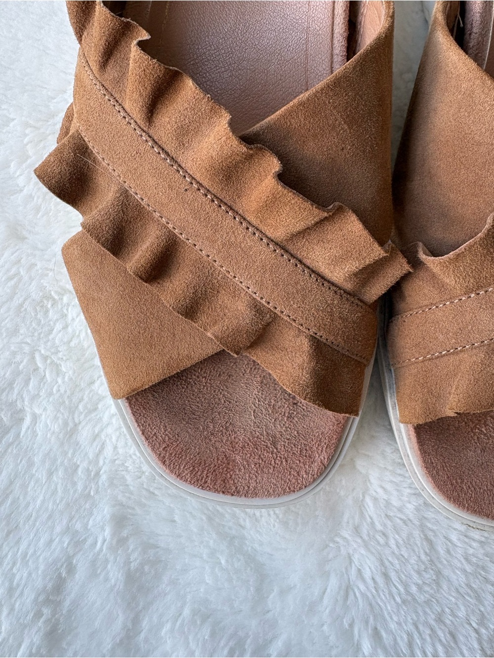 Vionic Azalea Suede Ruffle Slide Sandals Size 6 - Picture 3 of 10